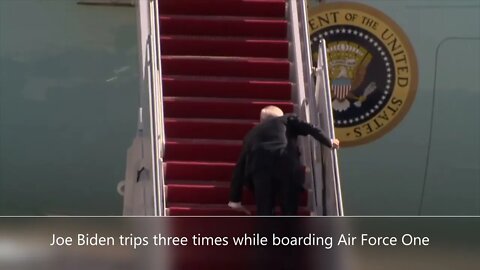 JOE Biden falls on the stairs of Air Force one THREE TIMES before flying to Georgia