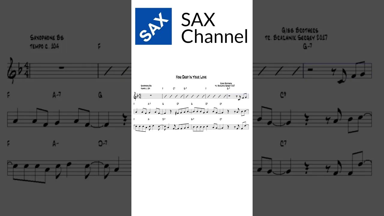 How Deep Your Love - Sax Channel #Shorts