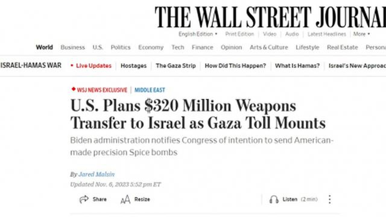 BIDEN SENDS $320M WEAPONS GIFT TO ISRAEL AFTER UN CALLS GAZA 'GRAVEYARD FOR CHILDREN'