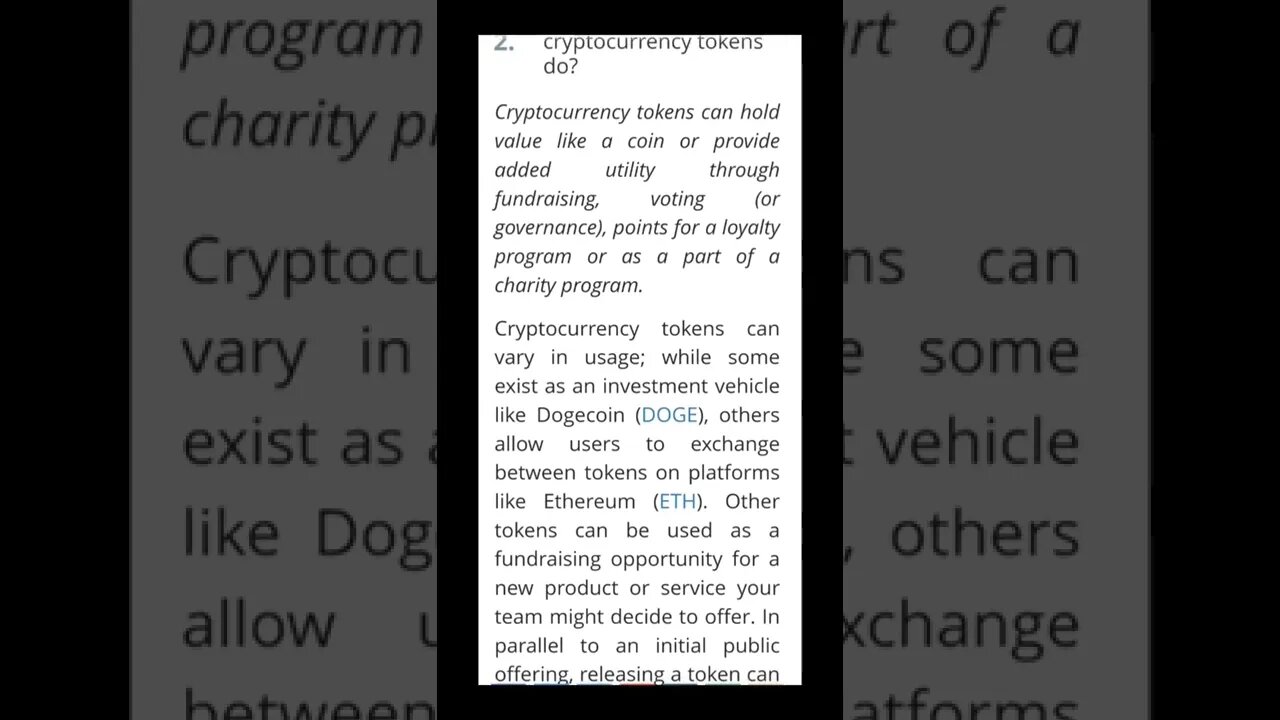 What Can Cryptocurrency Tokens Do? #cryptoshortsalerts #crypto #token #viral #trending