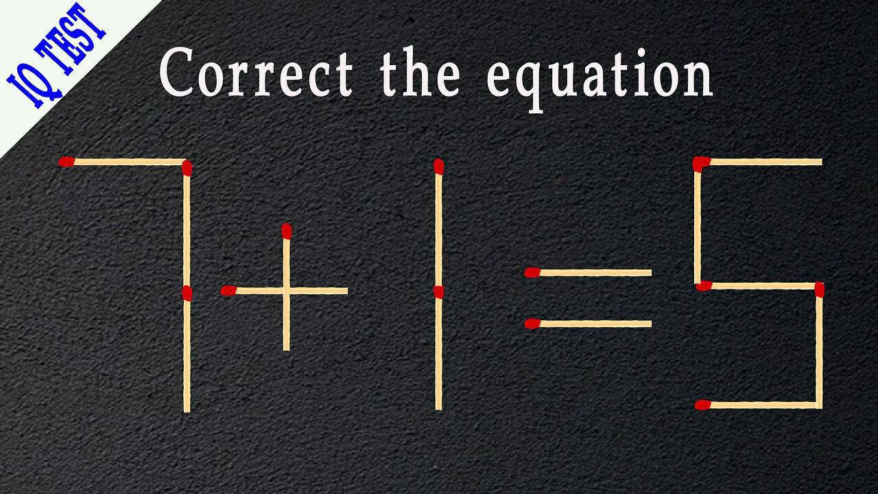 move 1 matchstick to make the equation correct, Matchstick puzzle✔ #matches #mindtest #matchstick