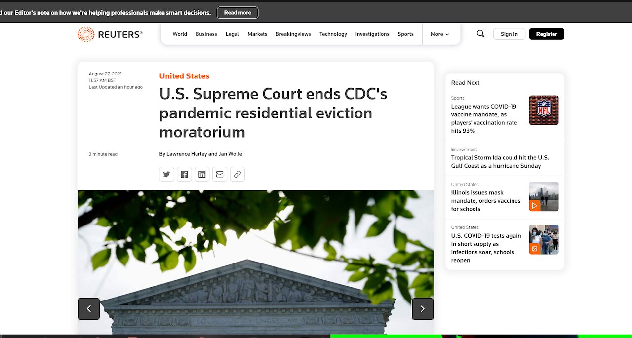 U.S. Supreme Court ends CDC's pandemic residential eviction moratorium