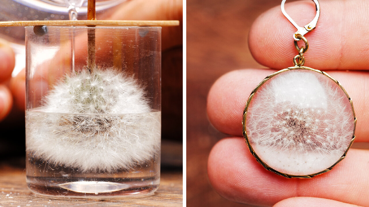 A unique piece of jewelry: Dandelion in Epoxy resin