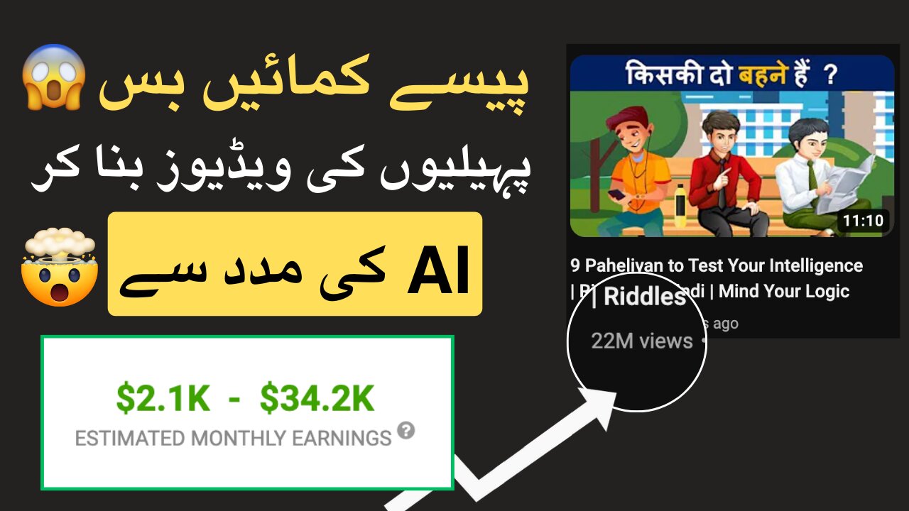 🧩 Riddles Videos Banayen aur Kamayen $3,257/mahine! 🤑 | Mazeedari se Kamaiye 💰