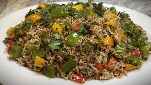 Khada Masala Rice With Capsicum & Sweet Peppers I Shimla Mirchi Rice Recipe by India On A Plate