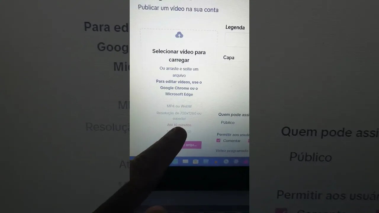 tiktok só permite upload de vídeo até 10 min ... aí complica hein
