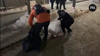 Participants Of The Canadian Truck Driver's Freedom Convoy Picking Up Trash