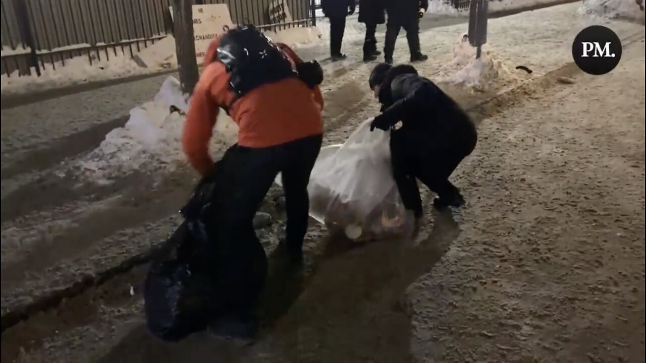 Participants Of The Canadian Truck Driver's Freedom Convoy Picking Up Trash