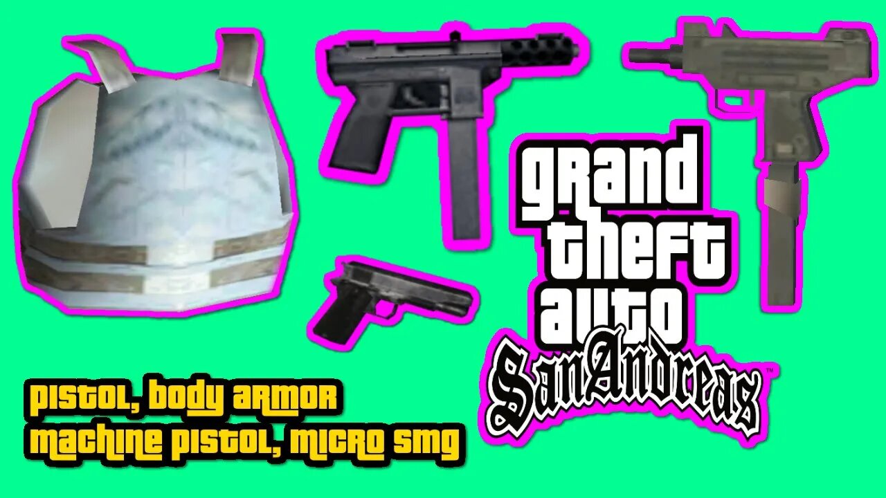 Grand Theft Auto: San Andreas - How to get Pistol, Micro SMG, Tec 9 and Armor At Beginning of Game
