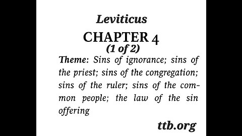 Leviticus Chapter 4 (Bible Study) (1 of 2)