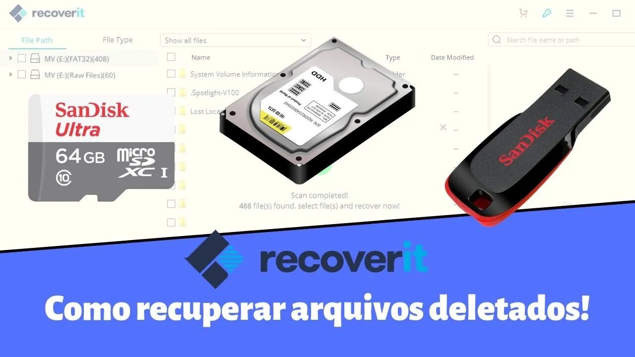 Tutorial PC - Como recuperar arquivos deletados de forma fácil com Recoverit da Wondershare!