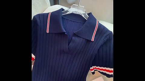 Summer Vintage Short Sleeve Polo Collar Patchwork Midi Dresses Women's Elegant Classic Office#shorts