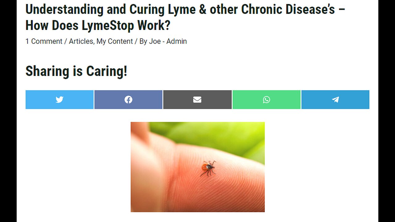 ARTICLE: Understanding and Curing Lyme & other Chronic Disease’s - How Does LymeStop Work?