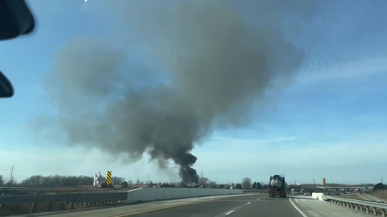 Smoke plume from explosion in Bedford