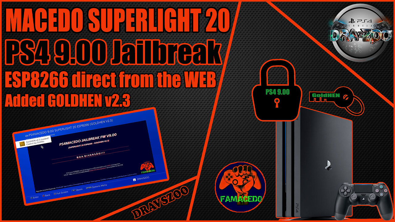 MACEDO SuperLight 20 HOST whith install ESP8266 direct from the WEB for PS4 9.00 | Added GoldHEN 2.3