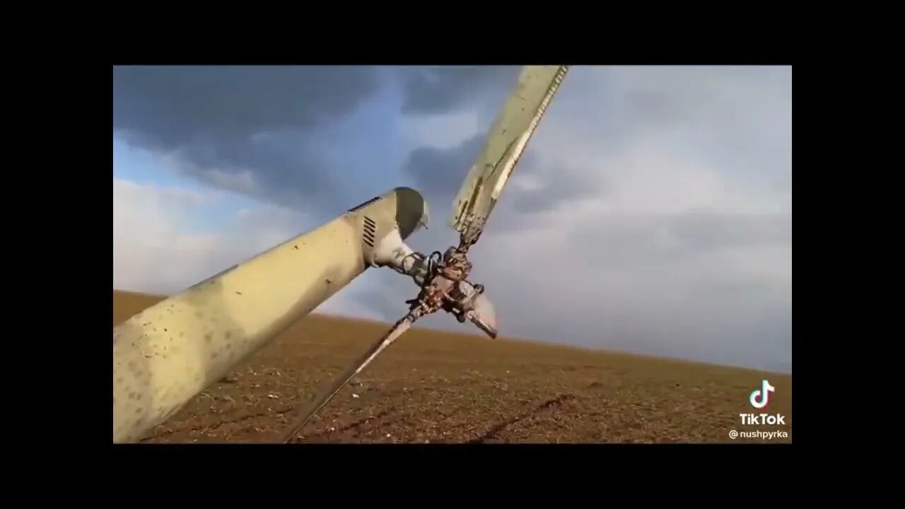 Crashed Russian Mi-24 attack chopper with tail rotor spinning - downed in March