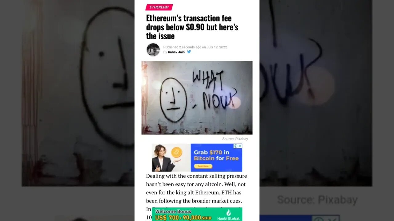 Ethereum’s Transaction Fee Drops #cryptomash #cryptomashnews #cryptonews #eth #viralvideo2022