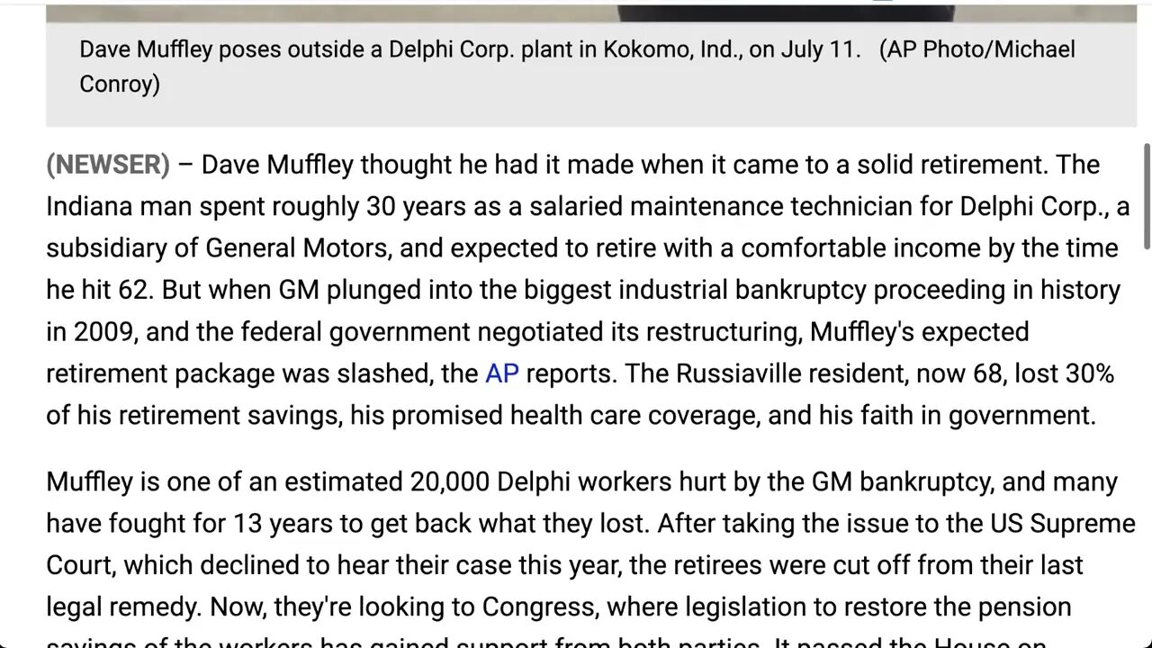 破產協議削減了 2 萬名退休人員的付款和福利