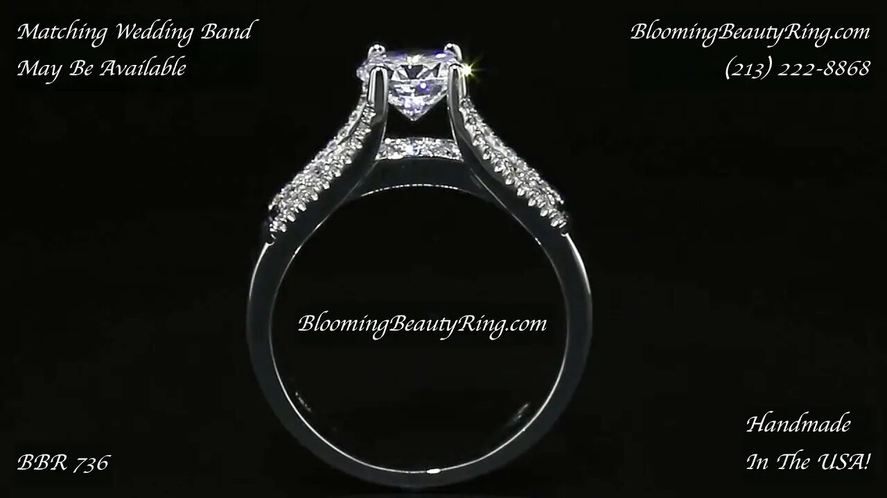 BBR 736 Wide Band Floating Diamond Engagement Ring Made By Hand In The USA