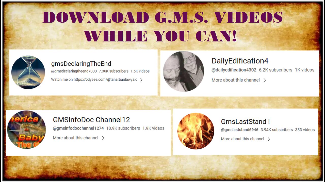 DOWNLOAD GMS VIDEOS WHILE YOU STILL CAN!