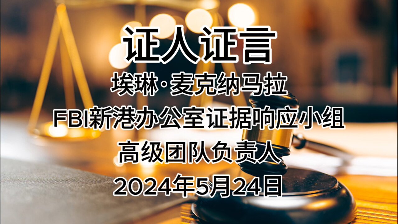 2024年5月24日：郭文贵先生庭审，检方第一位证人埃琳·麦克纳马拉（FBI新港办公室证据响应小组高级团队负责人）证词，AI音频中文朗读