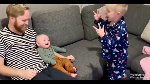 Funny Big brother makes baby laugh #cute #baby #laugh #big #brother #shorts