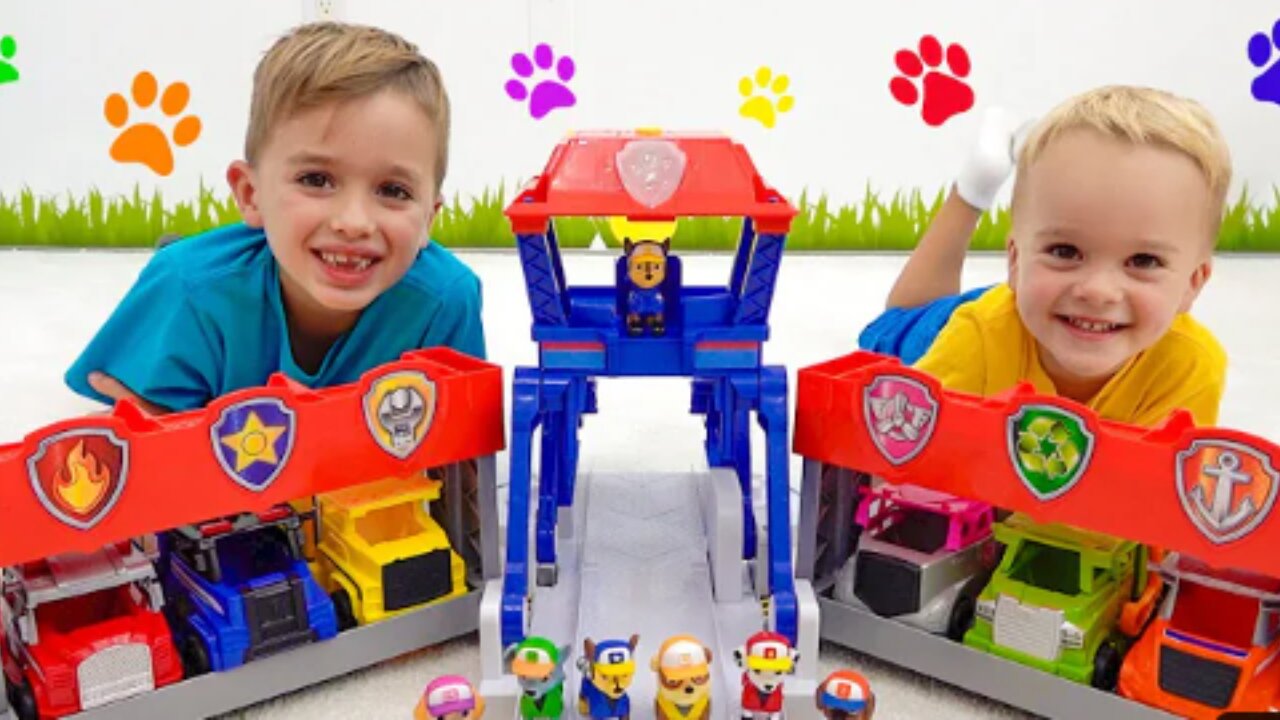 Vlad and Niki PAW Patrol Toy Trucks Rescue mission