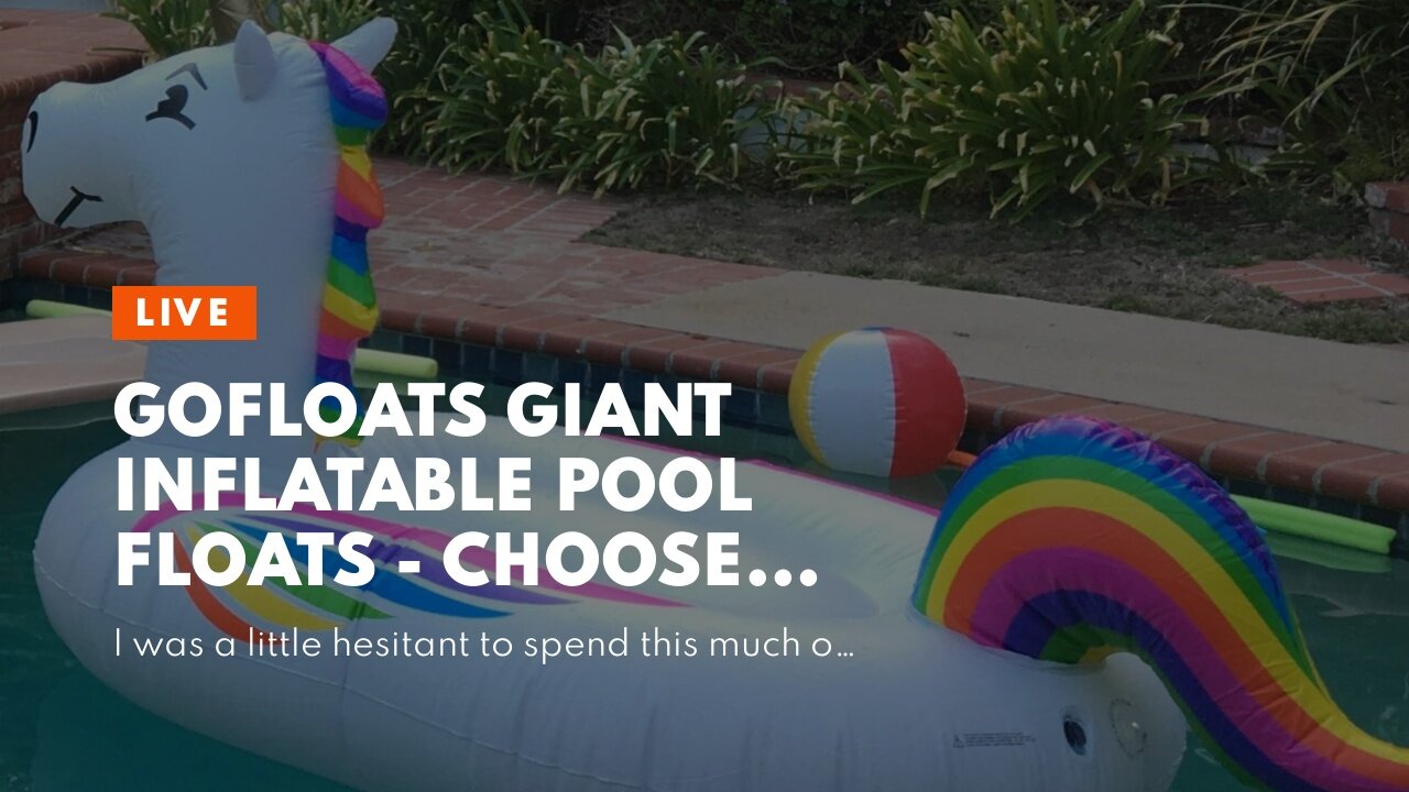GoFloats Giant Inflatable Pool Floats - Choose Unicorn, Dragon, Flamingo, Swan, or Bull - Inclu...