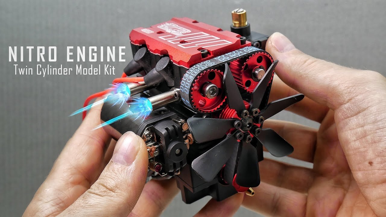 Building a Twin Cylinder Nitro Engine - Assembling and Starting Mini Engine Model Kit