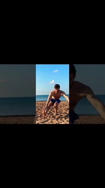Hitting a pistol squat at the beach