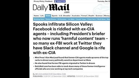 Tim Pool, UK Daily Mail: CIA Occupies Key Positions at Facebook