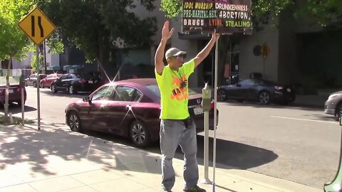 Street Preacher isn't fazed by the walking dead but preaches anywayz!