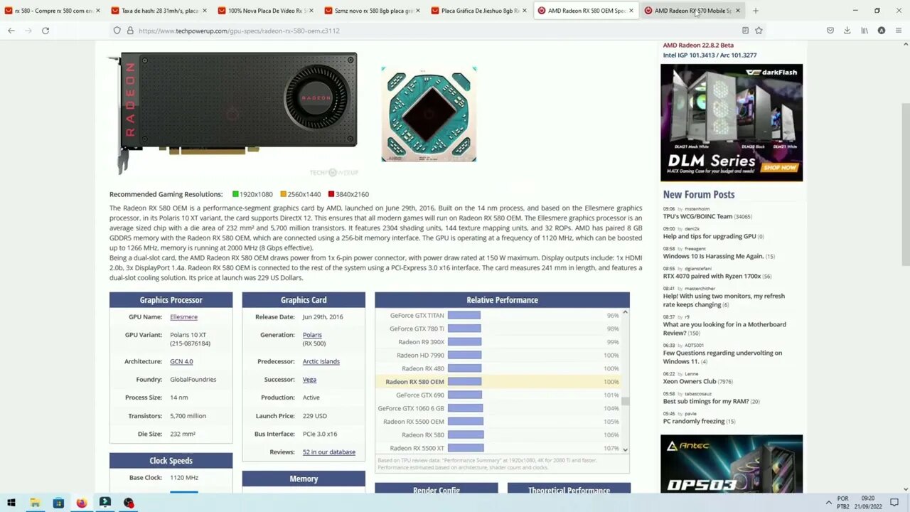 RX580 2048SP (GPU Ellesmere) do Aliexpress, explicando pontos importantes.