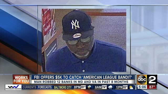 FBI searching for "American League Bandit" bank robber