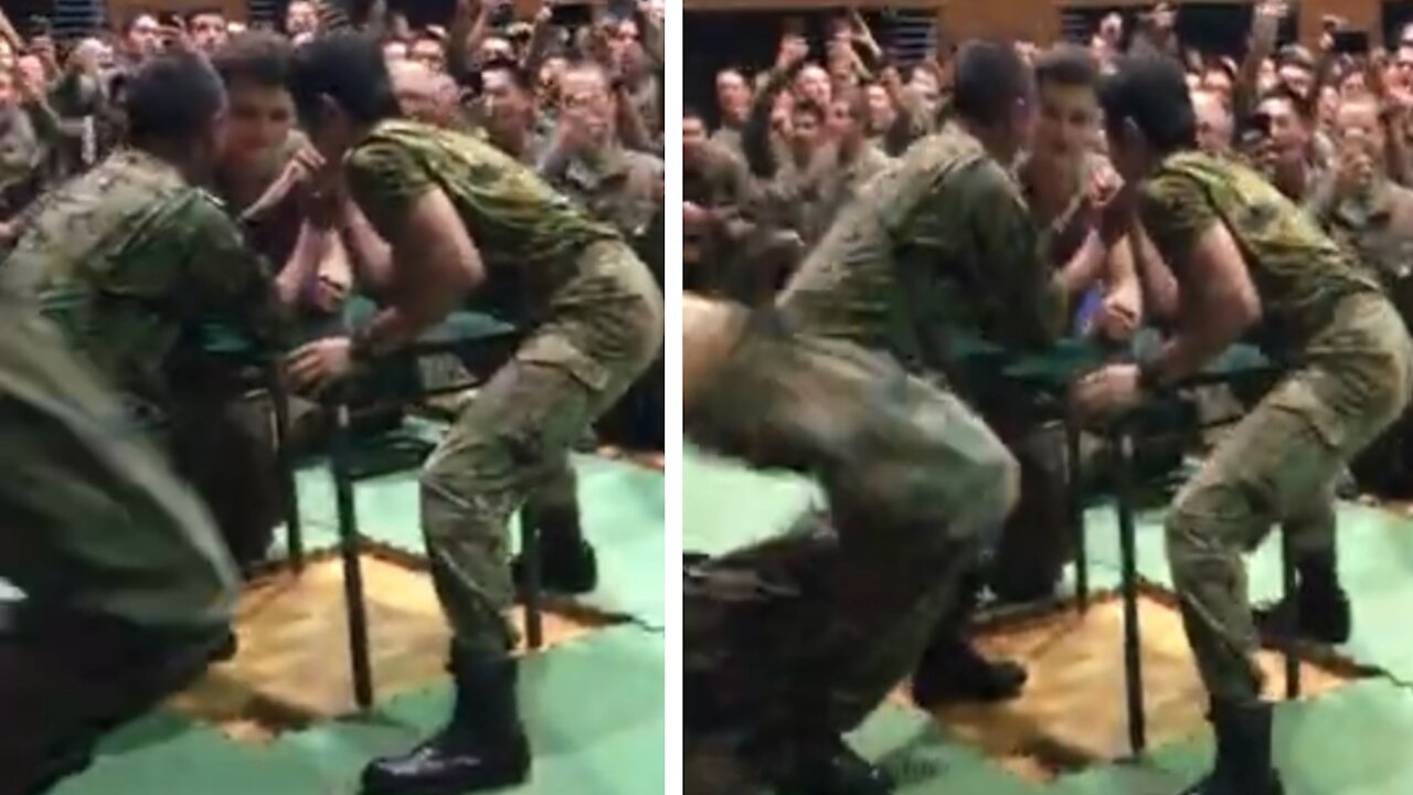 Marine VS Japanese soldier [Arm wrestling ] Who will win.