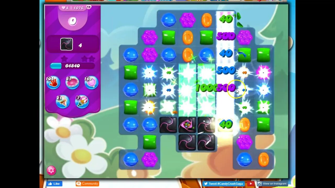 Candy Crush Level 1676 Talkthrough, 10 Moves 0 Boosters
