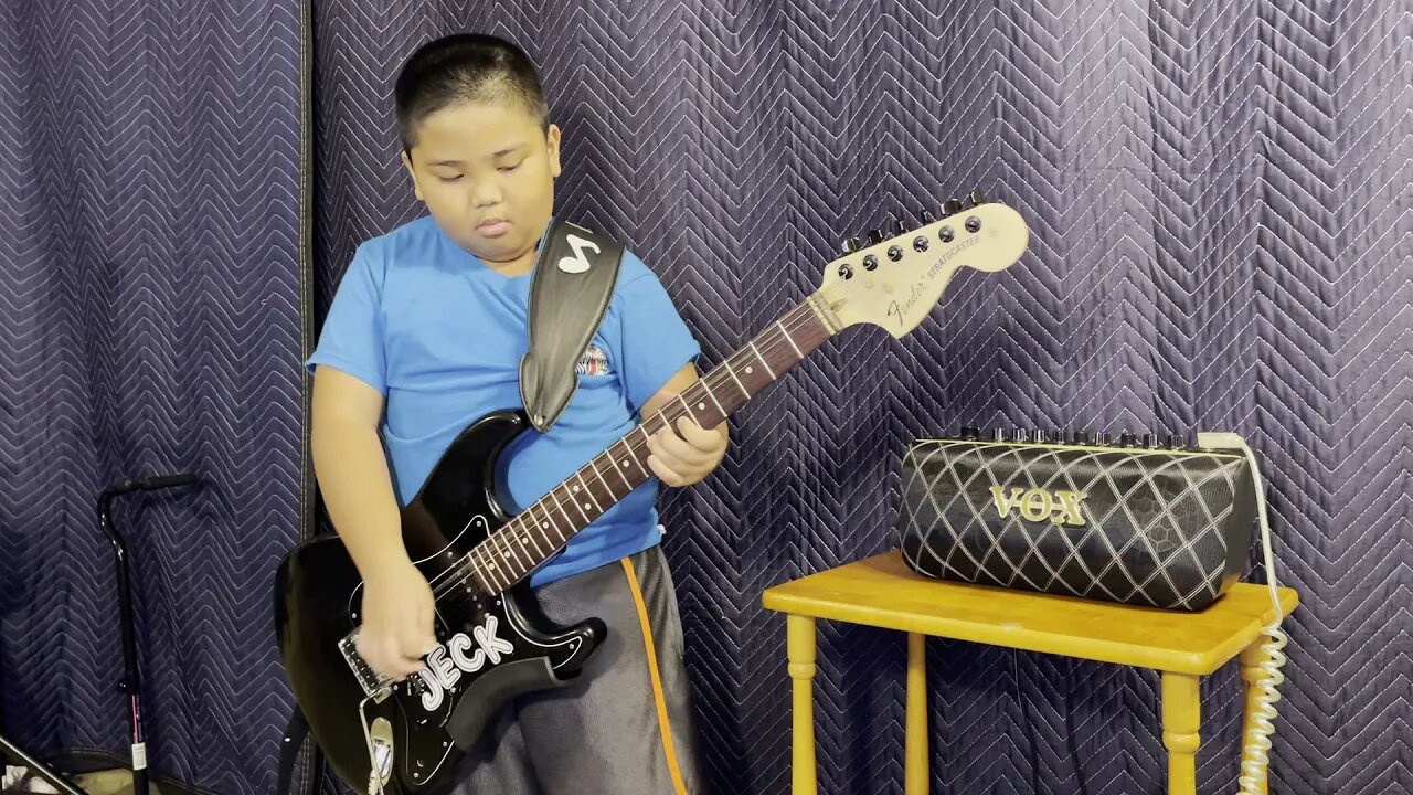 8 Year old Jeck Rox does Jimi Hendrix Little Wing cover. First video using backing track.