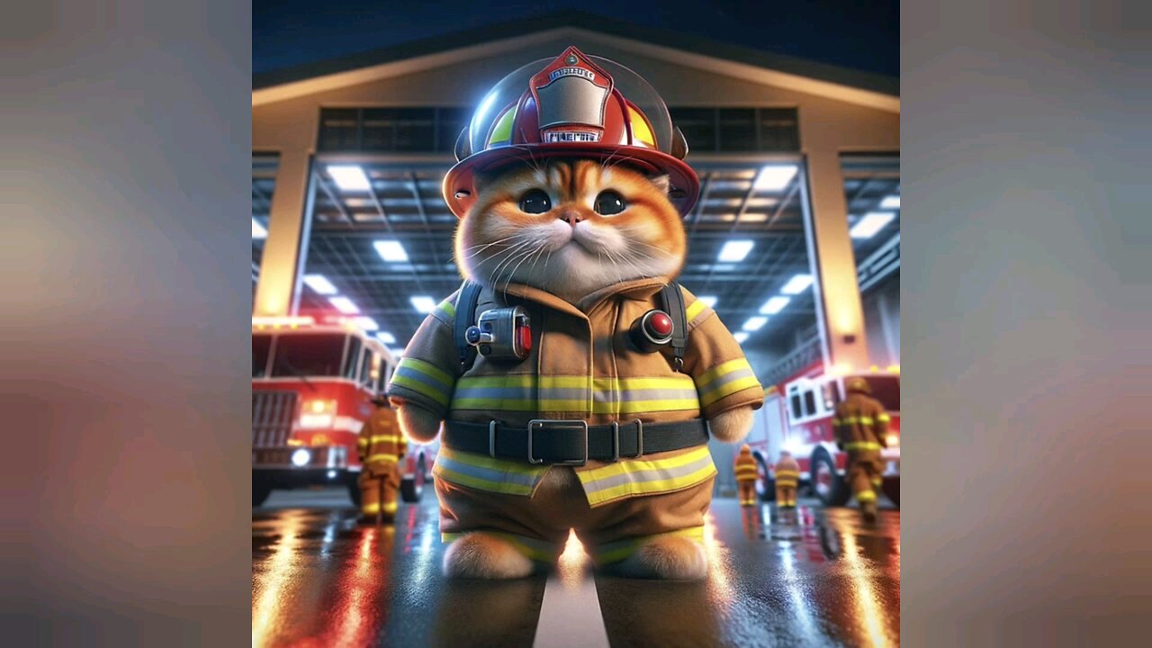 cat become a firefighter