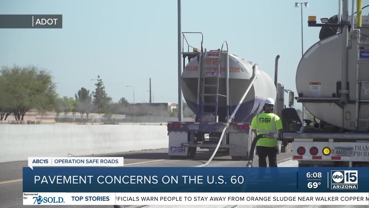 Pavement concerns on the U.S. 60 freeway