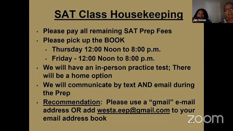 August 27th SAT Prep Orientation