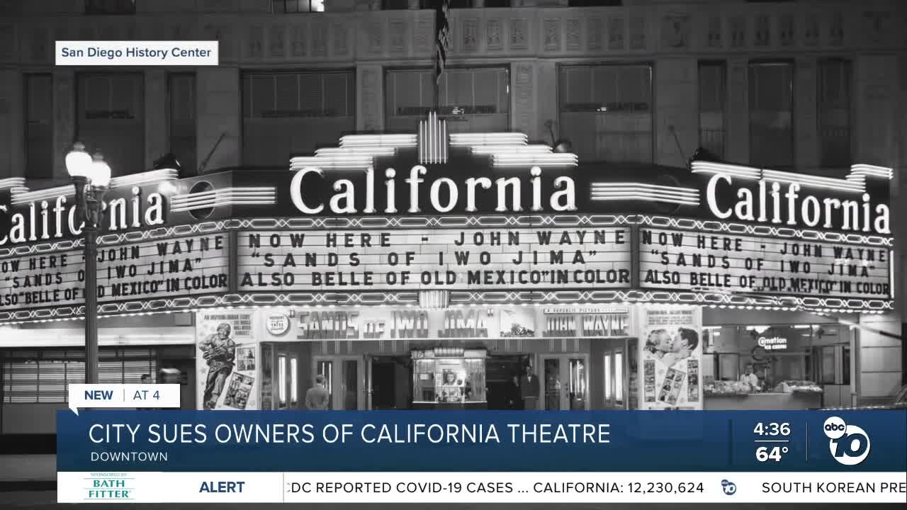 City of San Diego sues owners of California Theatre