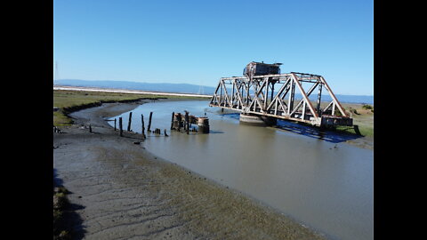 Old Rotating Railway Bridge on San Francisco Bay