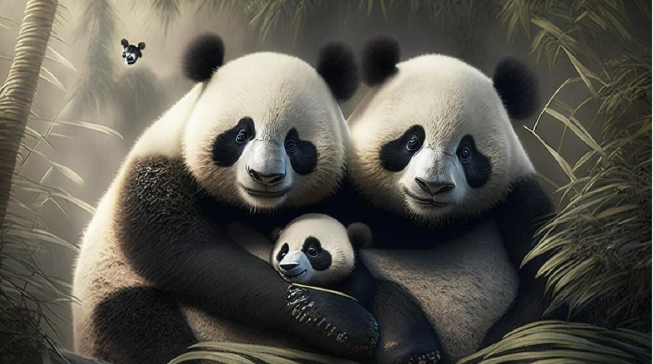 The world's toughest mom a panda keeps her baby out of a tree trunk