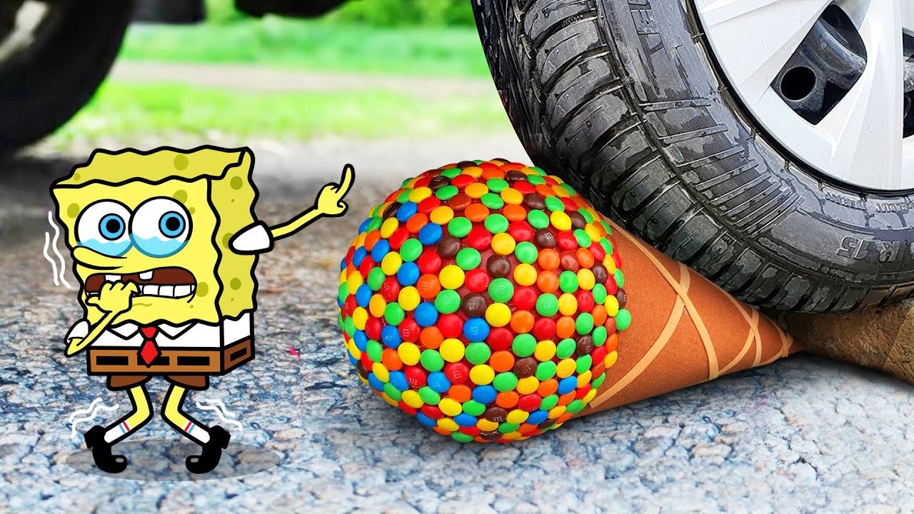 Experiment- Spongebob vs Water Balloon, Eggs - Crushing Crunchy & Soft Things by Car - Woa Doodland