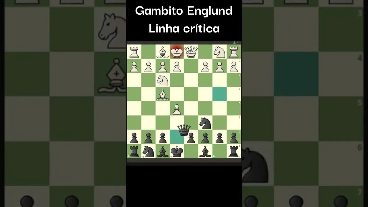 GAMBITO ENGLUND LINHA MAIS CRÍTICA #Shorts #Xadrez #Chess #Ajedrez #шахматы