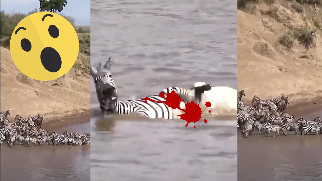 crocodiles attack zebras in the water