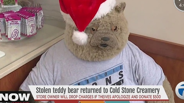 Stolen Teddy Bear returned to Coldstone Creamery in Detroit