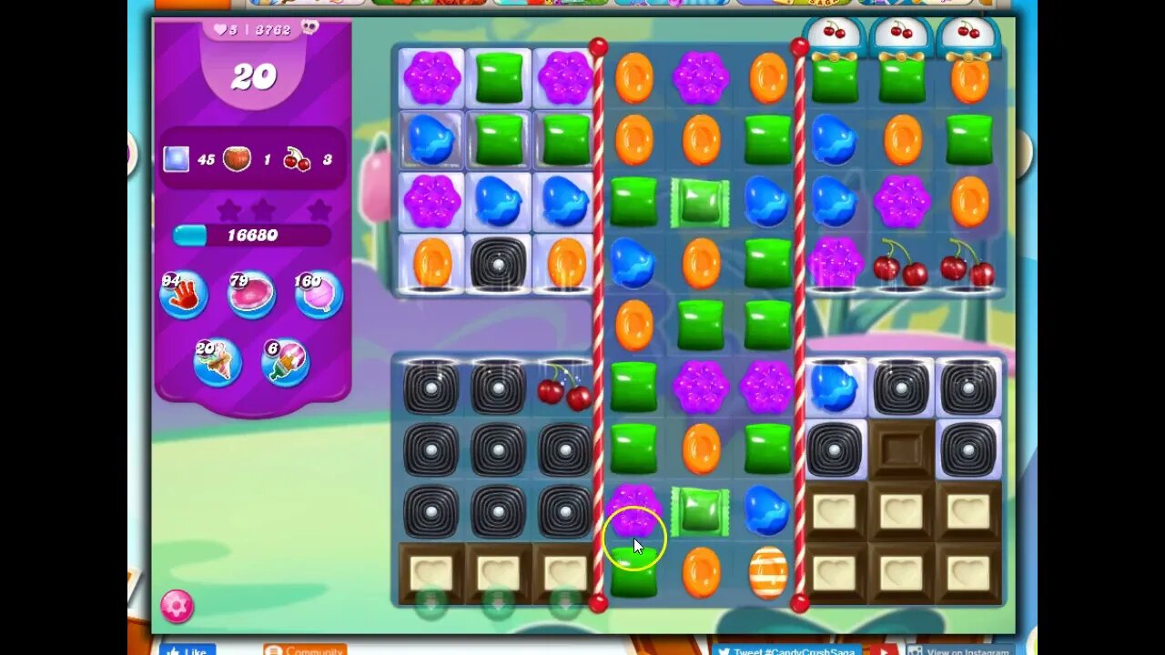 Candy Crush Level 3762 Talkthrough, 30 Moves 0 Boosters