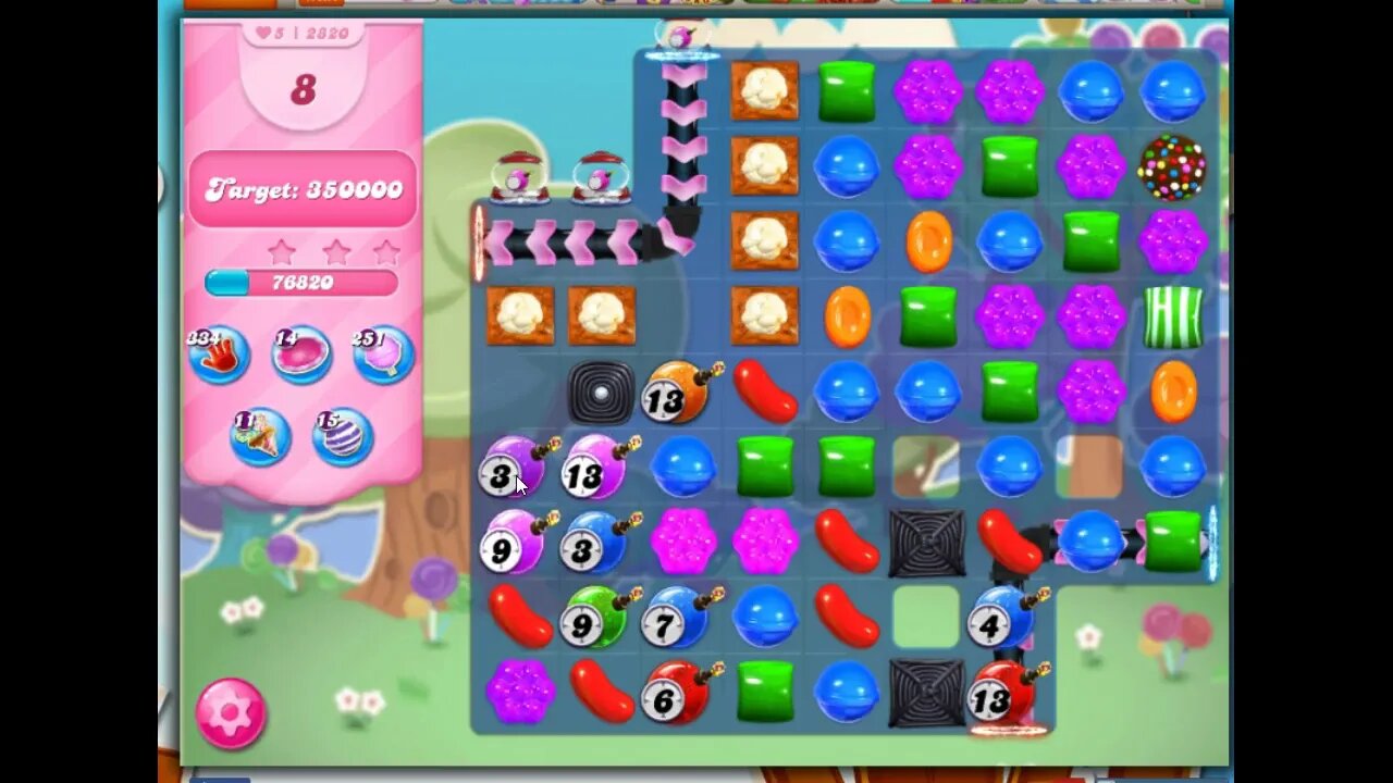Candy Crush Level 2820 Talkthrough, 18 Moves 0 Boosters