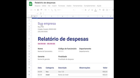 Fazer relatório de despesas no Google Drive